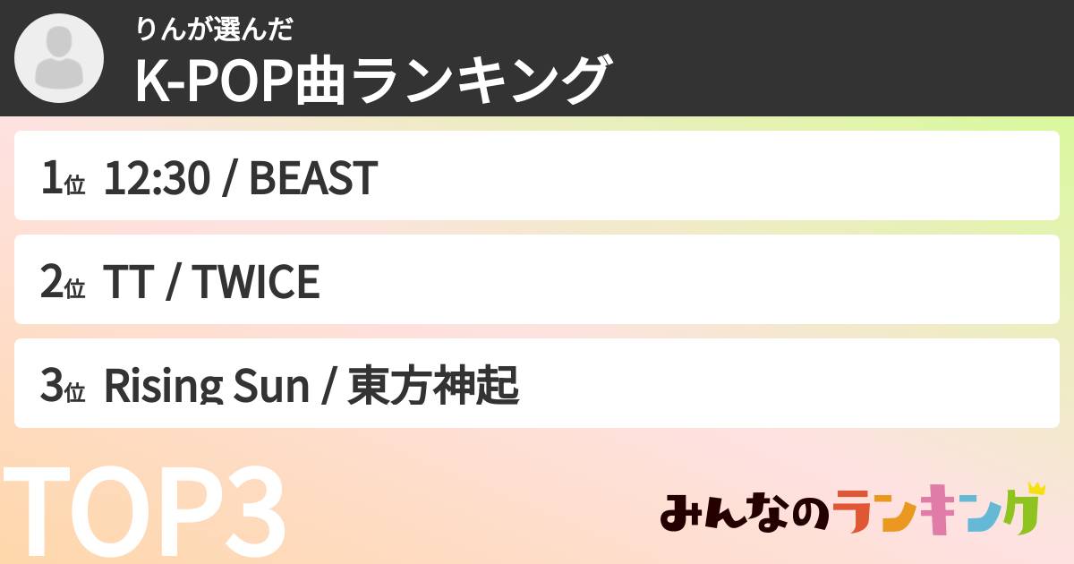 りんさんの「K-POP曲ランキング」