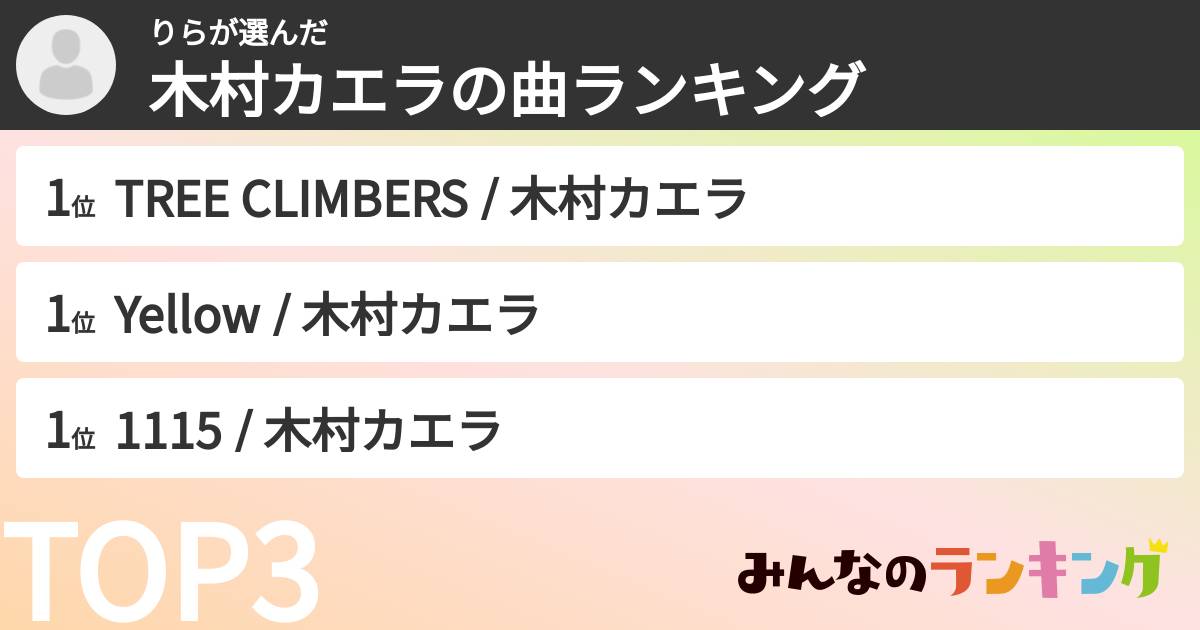 りらさんの「木村カエラの曲ランキング」