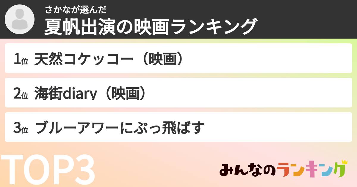 さかなさんの「夏帆出演の映画ランキング」