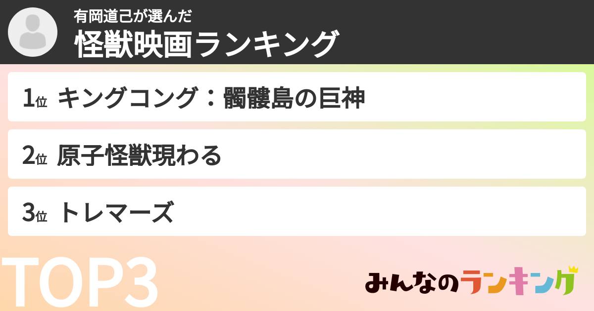 有岡道己さんの「怪獣映画ランキング」