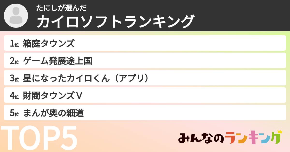 たにしさんの「カイロソフトランキング」