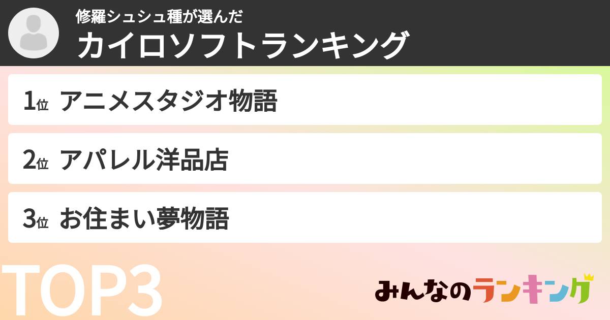 修羅シュシュ種さんの「カイロソフトランキング」