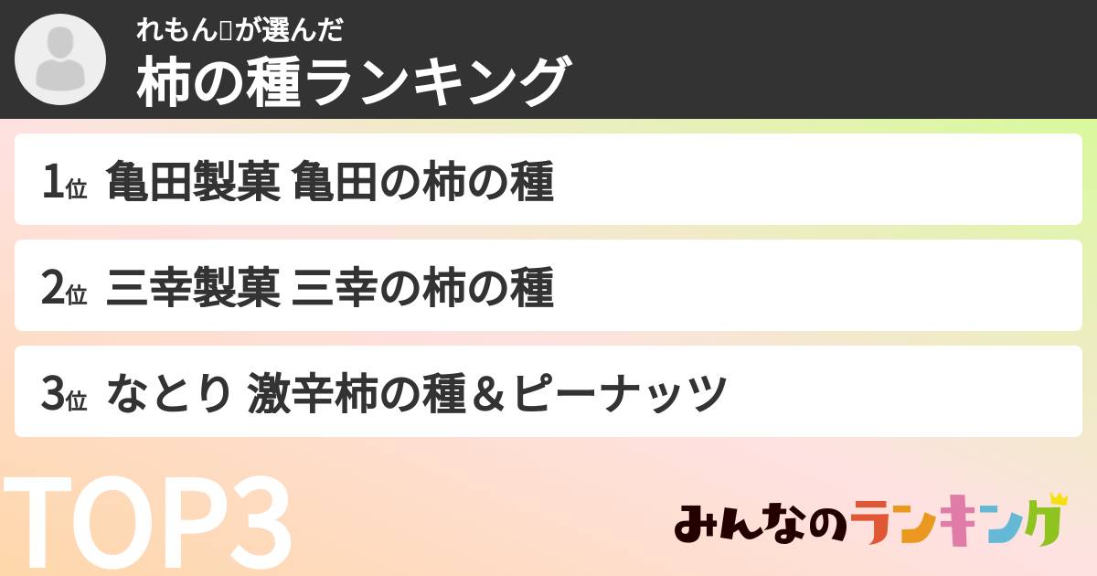 れもん🍋さんの「柿の種ランキング」