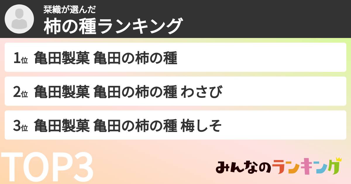 栞織さんの「柿の種ランキング」