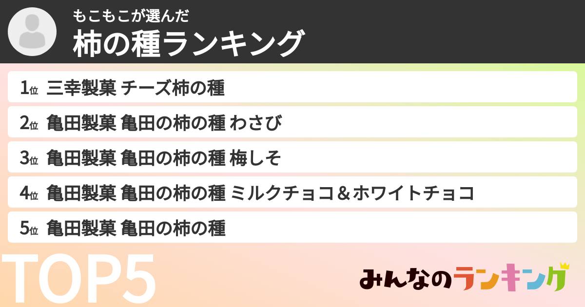 もこもこさんの「柿の種ランキング」