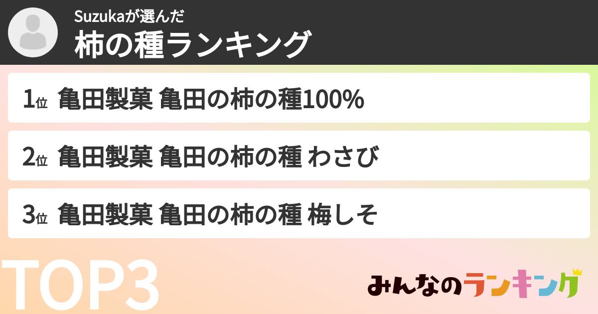 Suzukaさんの「柿の種ランキング」