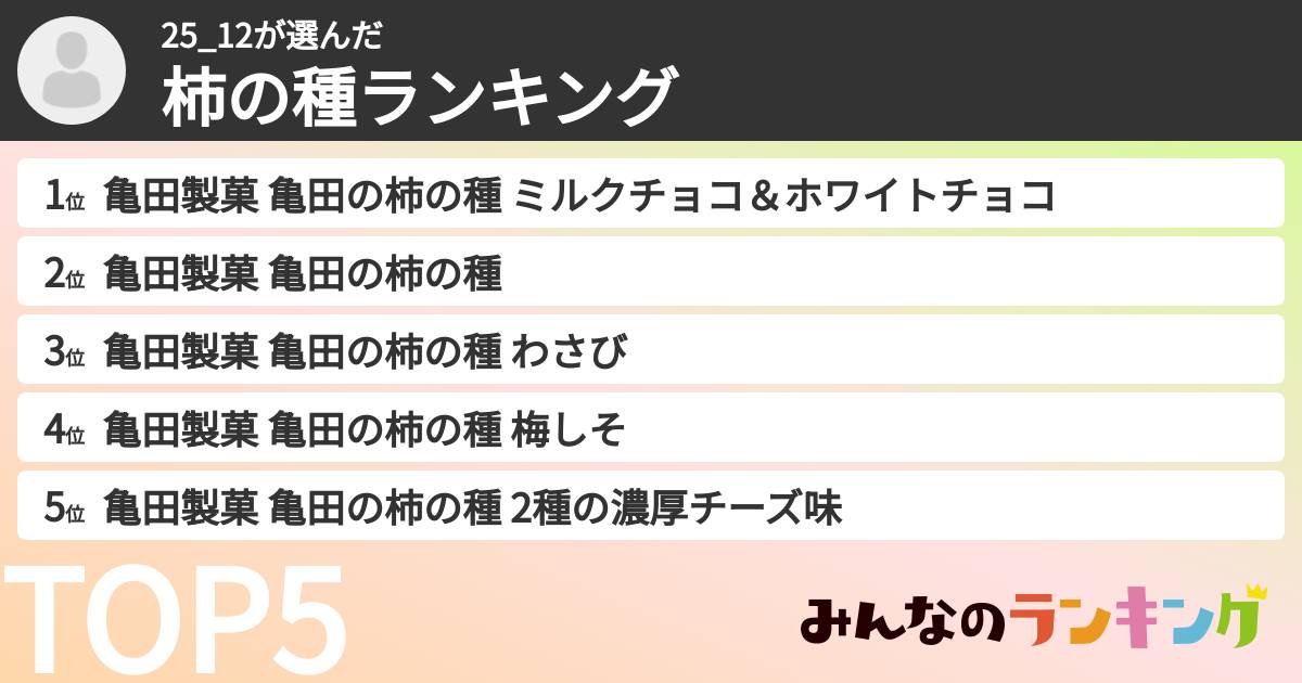 25_12さんの「柿の種ランキング」
