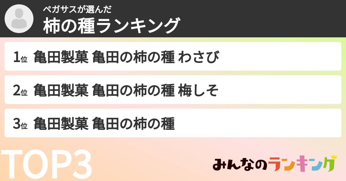 ペガサスさんの「柿の種ランキング」