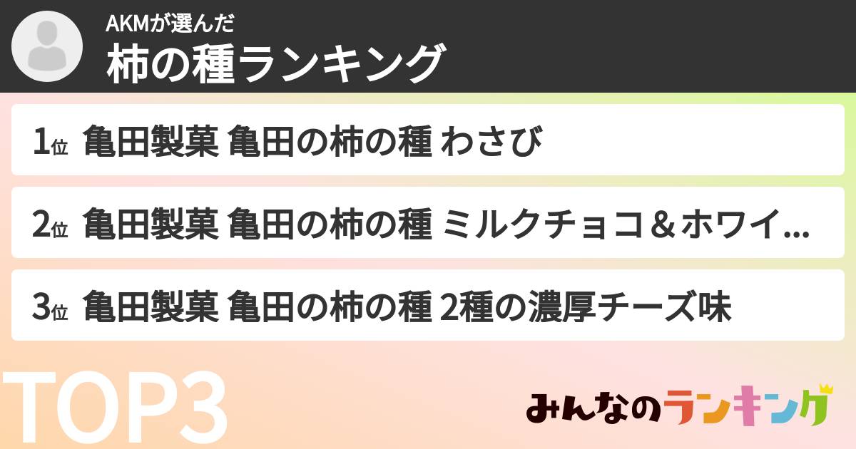 AKMさんの「柿の種ランキング」