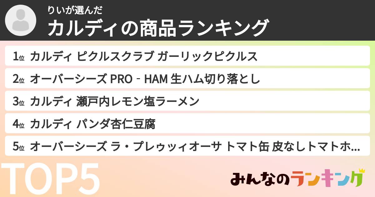 りいさんの「カルディの商品ランキング」
