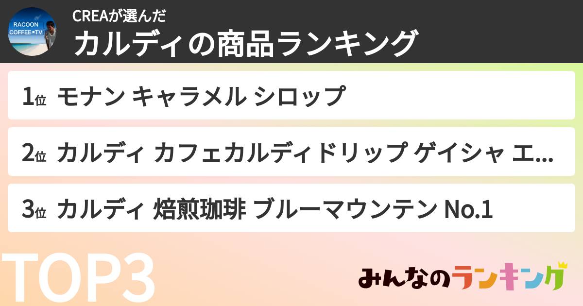 CREAさんの「カルディの商品ランキング」