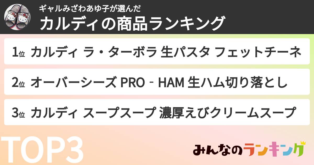 ギャルみざわあゆ子さんの「カルディの商品ランキング」