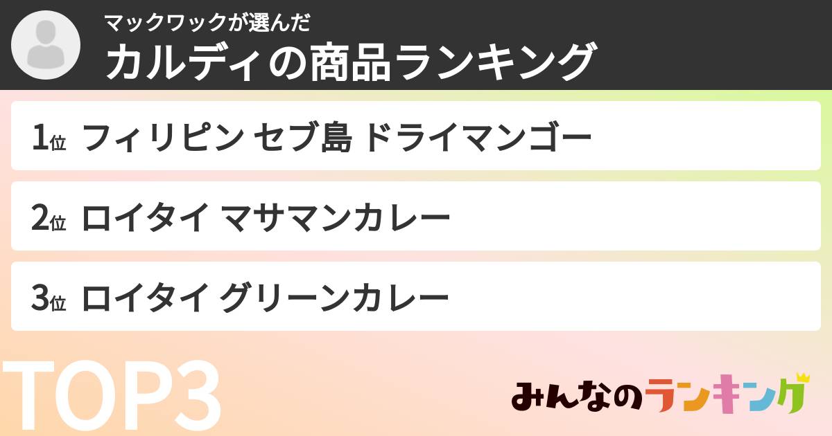 マックワックさんの「カルディの商品ランキング」