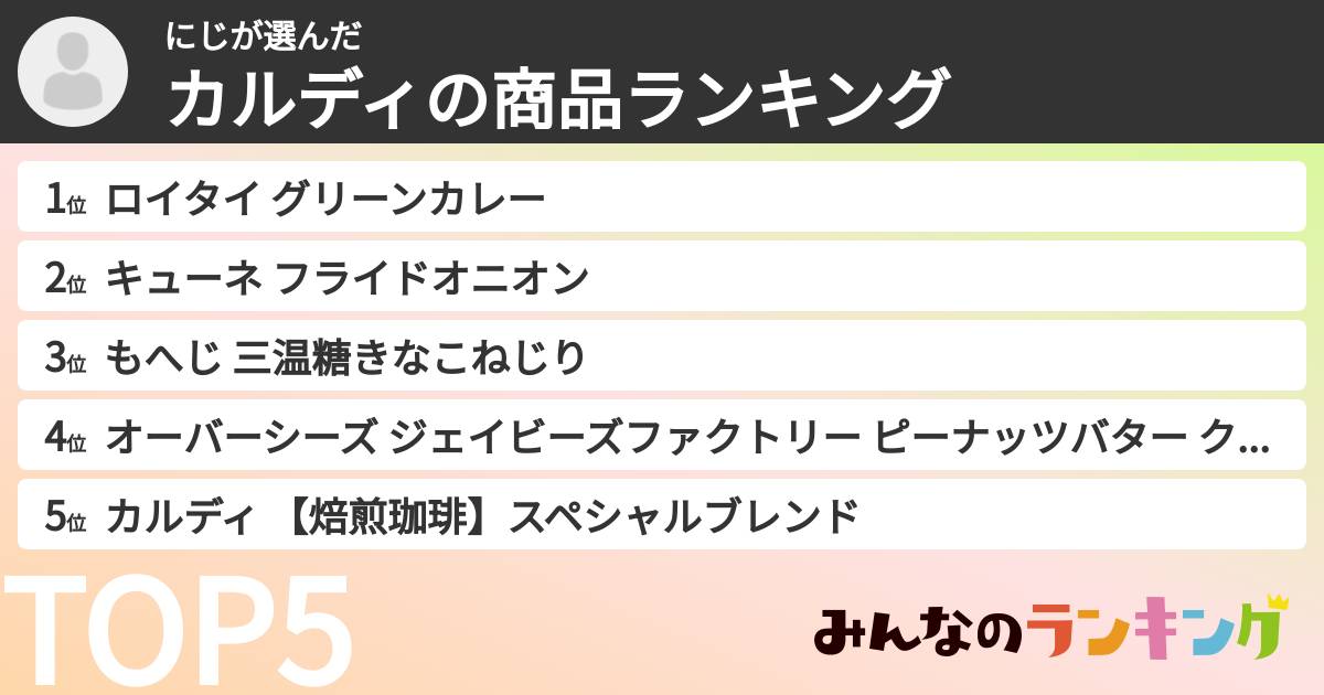 にじさんの「カルディの商品ランキング」