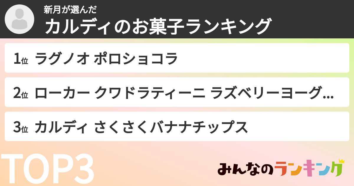 新月さんの「カルディのお菓子ランキング」