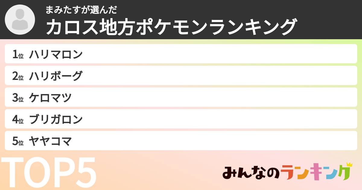 まみたすさんの「カロス地方ポケモンランキング」