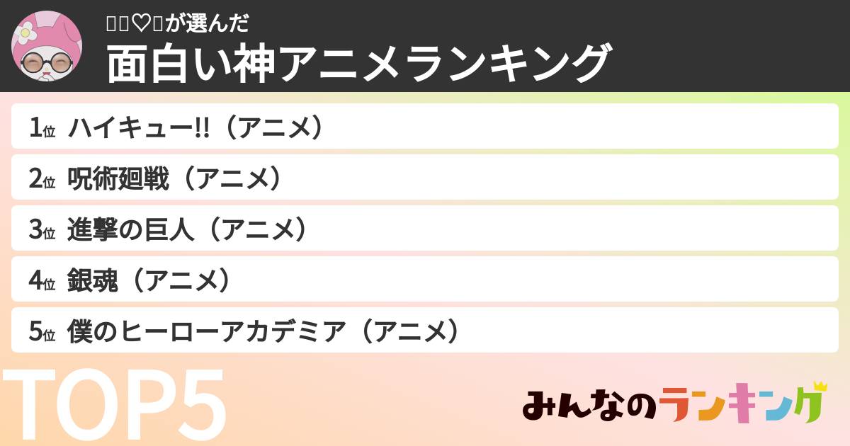 👶🏻♡🎶さんの「面白い神アニメランキング」