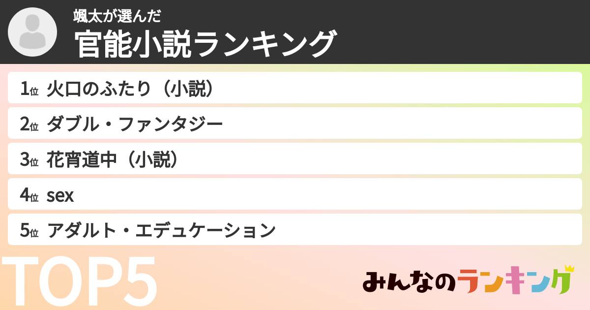 颯太さんの「官能小説ランキング」