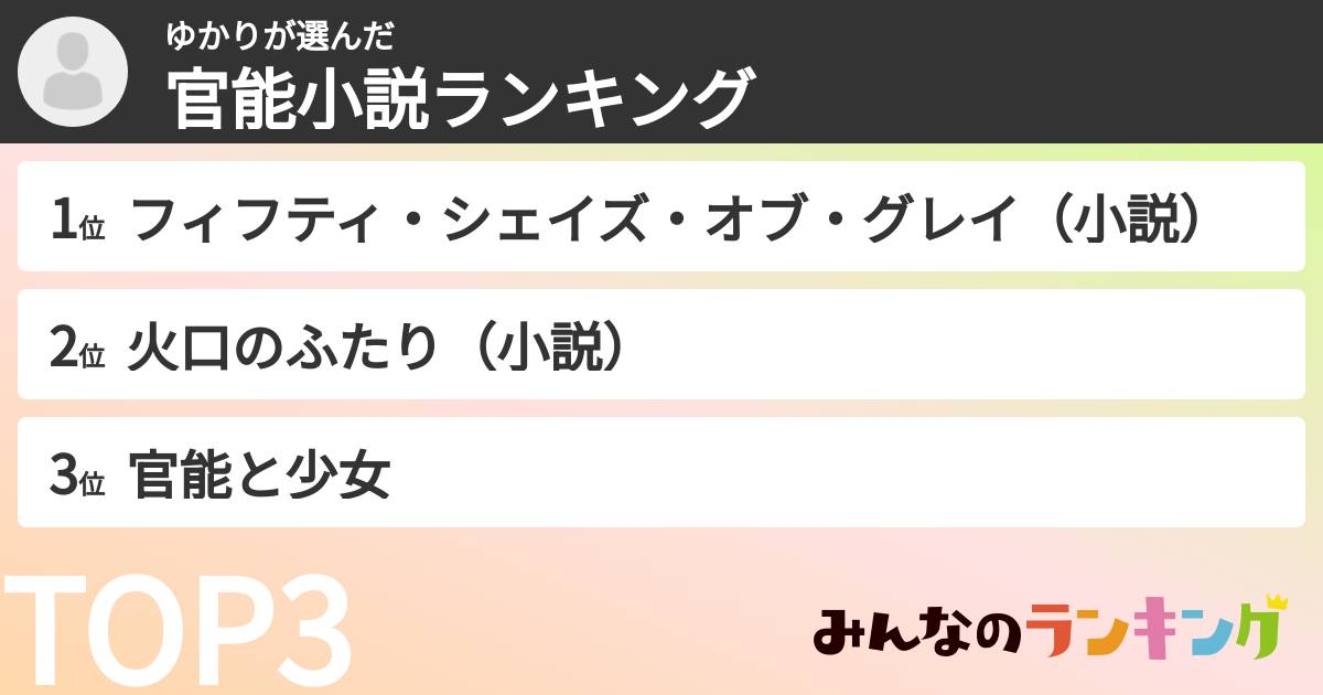 ゆかりさんの「官能小説ランキング」