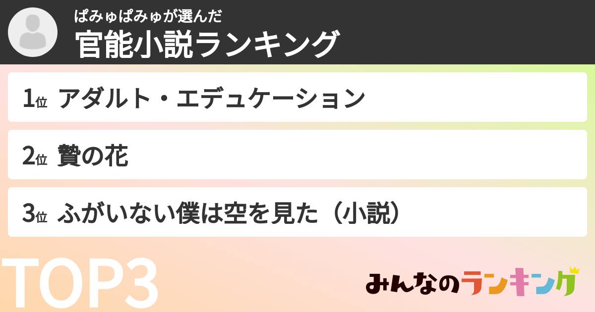 ぱみゅぱみゅさんの「官能小説ランキング」