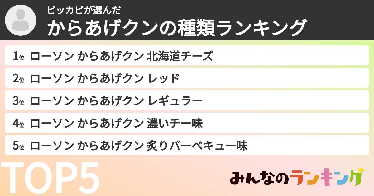 ピッカピさんの「からあげクンの種類ランキング」