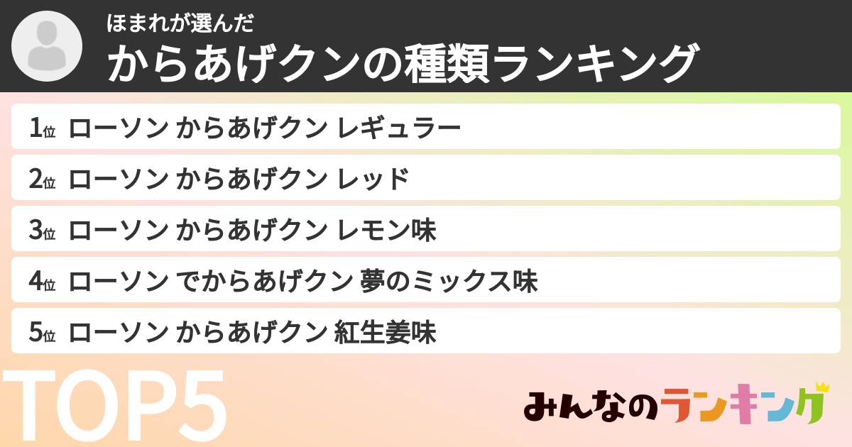 ほまれさんの「からあげクンの種類ランキング」