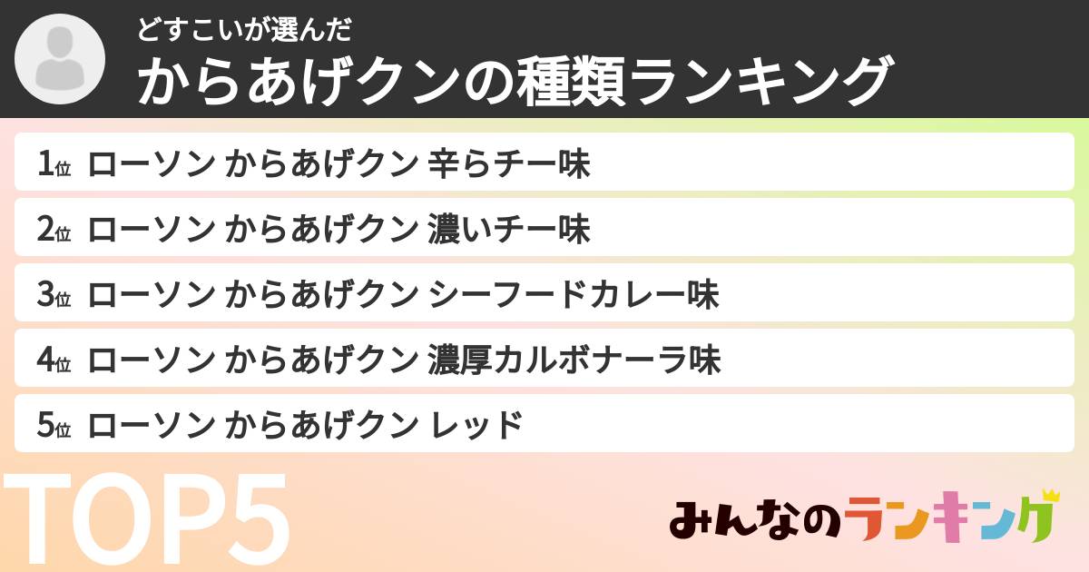 どすこいさんの「からあげクンの種類ランキング」