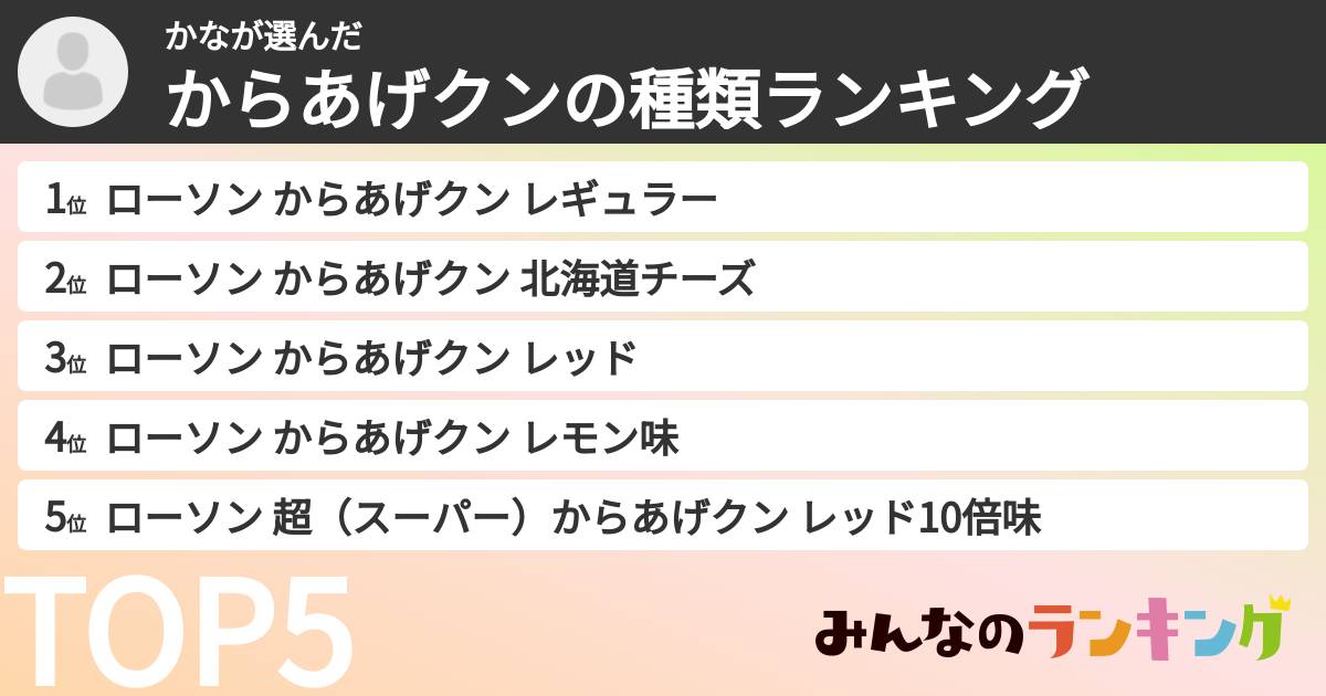 かなさんの「からあげクンの種類ランキング」