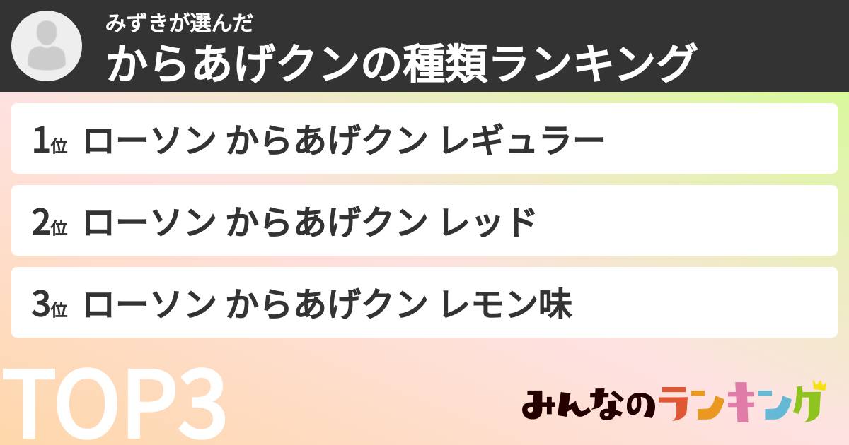 みずきさんの「からあげクンの種類ランキング」