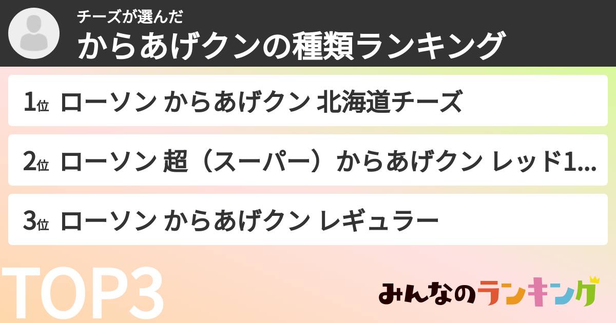 チーズさんの「からあげクンの種類ランキング」