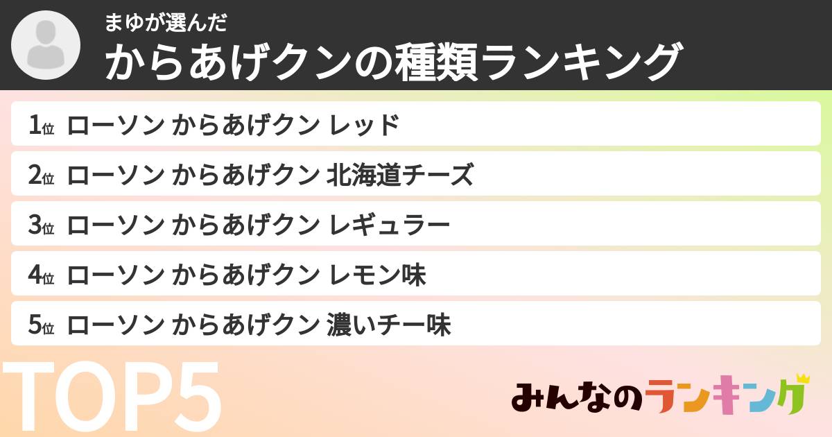 まゆさんの「からあげクンの種類ランキング」