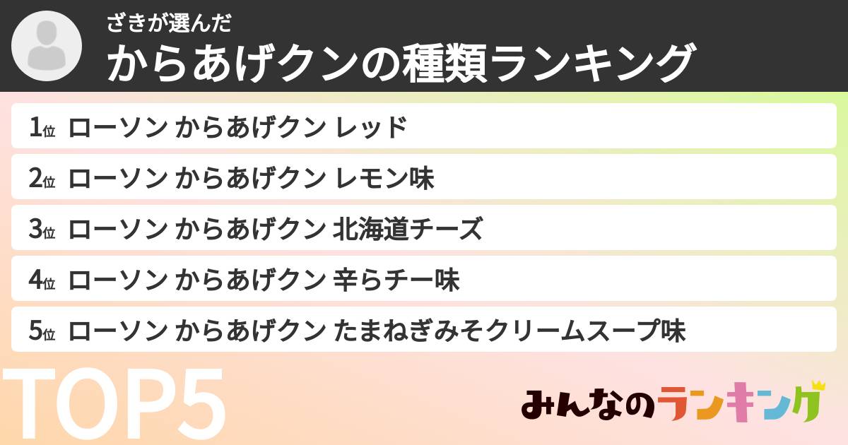ざきさんの「からあげクンの種類ランキング」