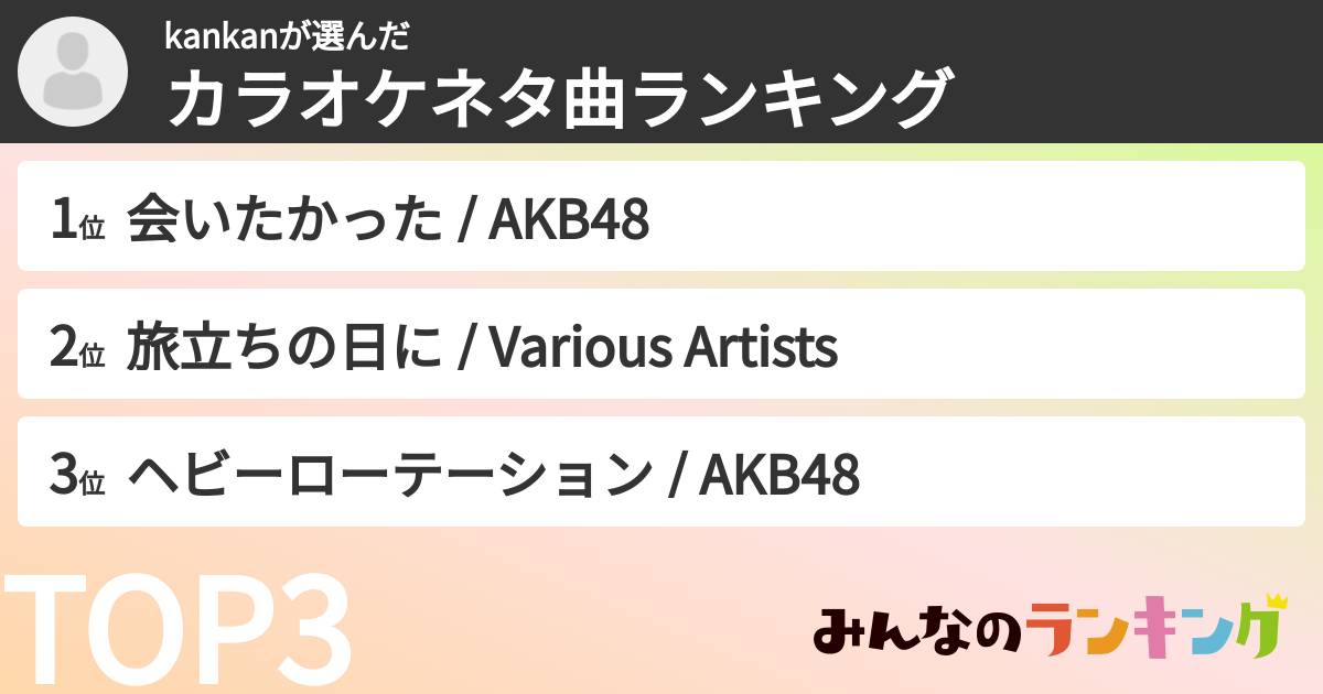 kankanさんの「カラオケネタ曲ランキング」