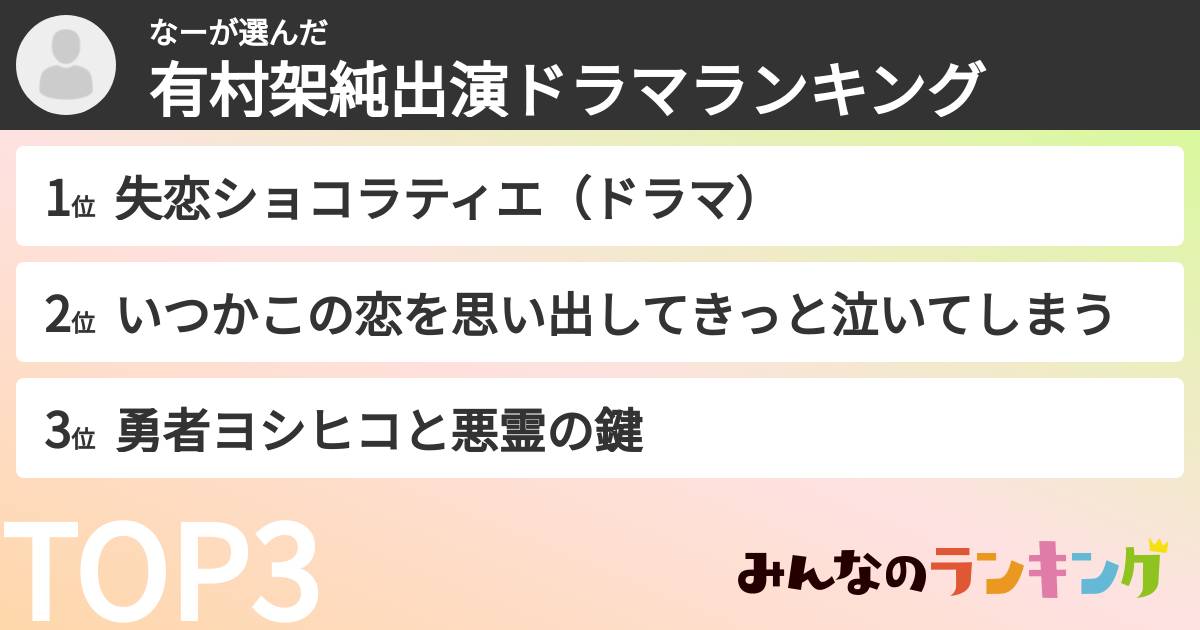 なーさんの「有村架純出演ドラマランキング」