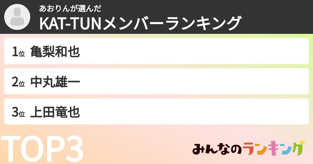 あおりんさんの「KAT-TUNメンバーランキング」