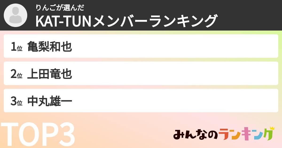 りんごさんの「KAT-TUNメンバーランキング」