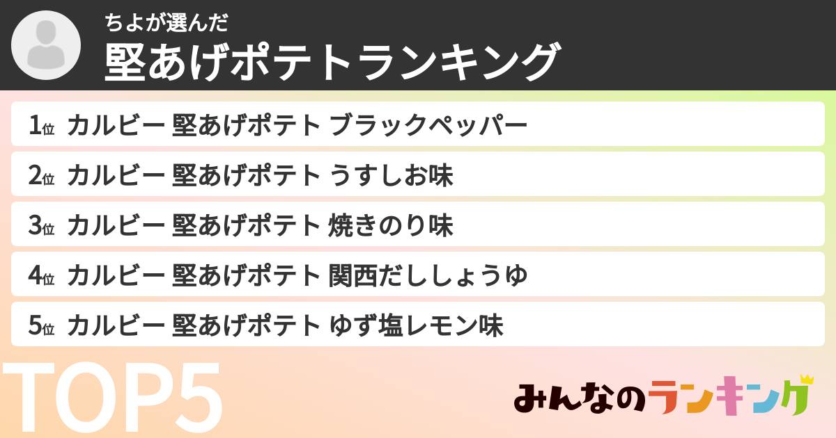 ちよさんの「堅あげポテトランキング」