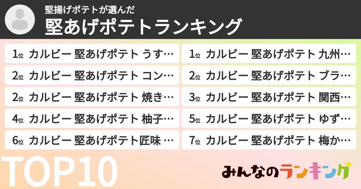 堅揚げポテトさんの「堅あげポテトランキング」