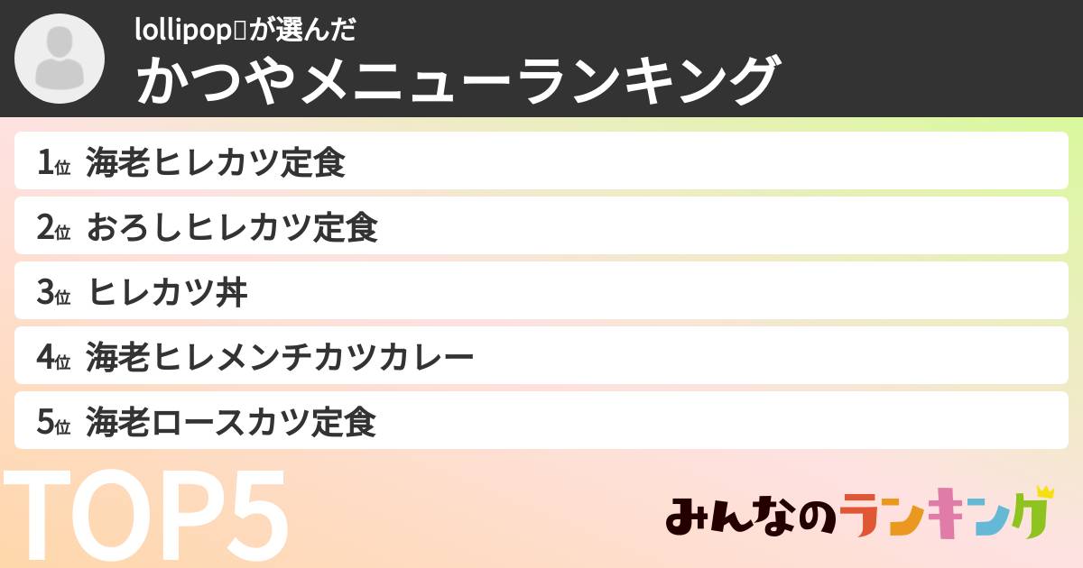 lollipop🍭さんの「かつやメニューランキング」