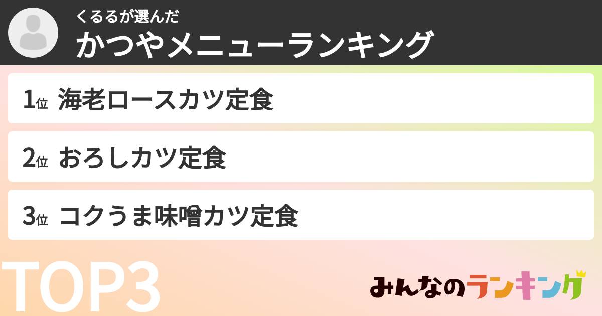 くるるさんの「かつやメニューランキング」