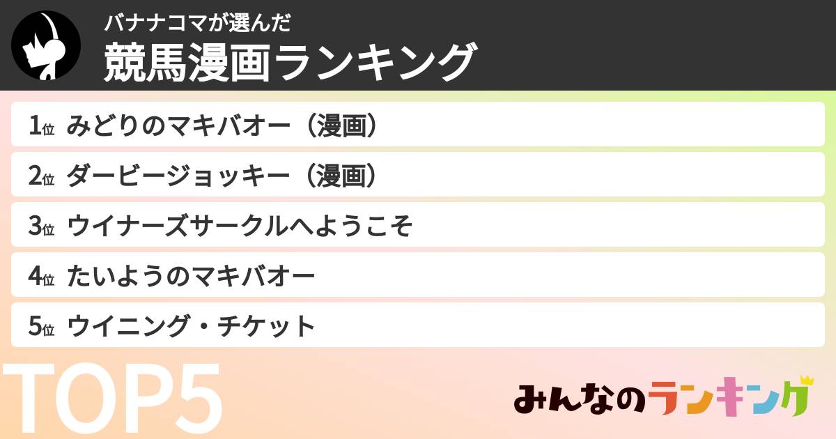 バナナコマさんの「競馬漫画ランキング」
