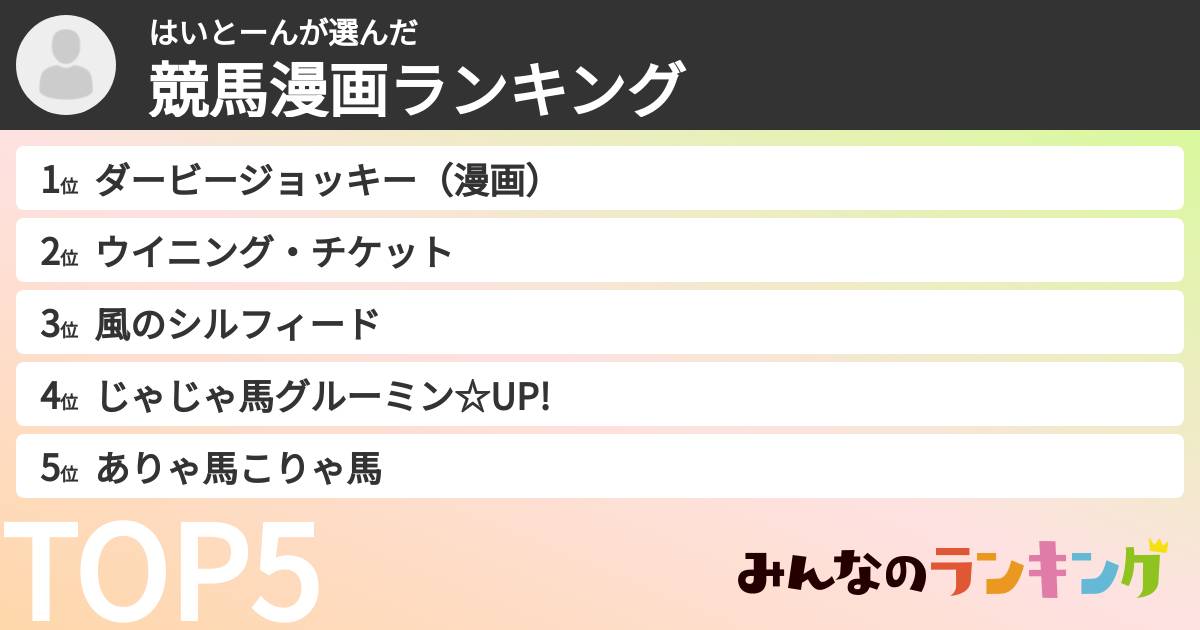 はいとーんさんの「競馬漫画ランキング」