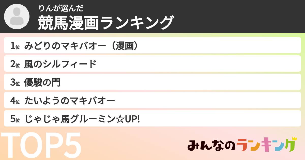 りんさんの「競馬漫画ランキング」