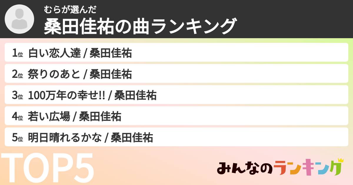 むらさんの「桑田佳祐の曲ランキング」