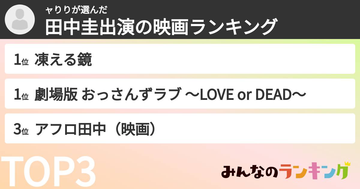 ャりりさんの「田中圭出演の映画ランキング」