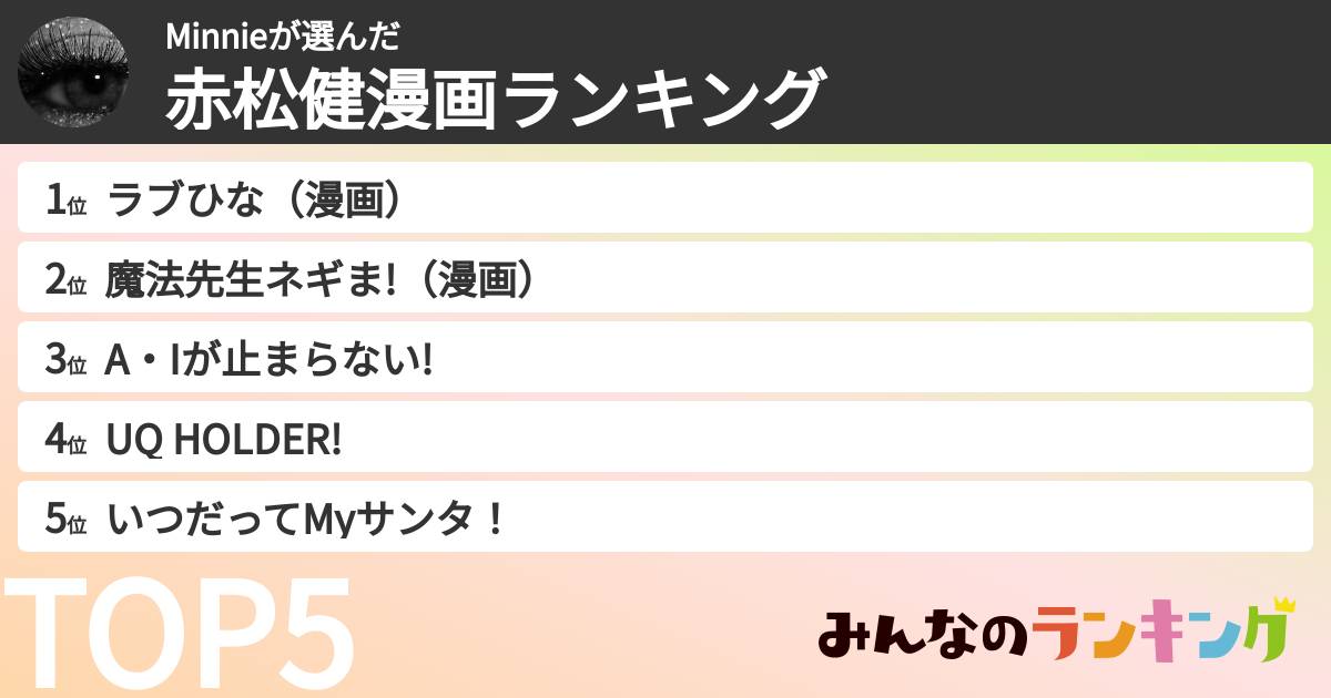 Minnieさんの「赤松健漫画ランキング」