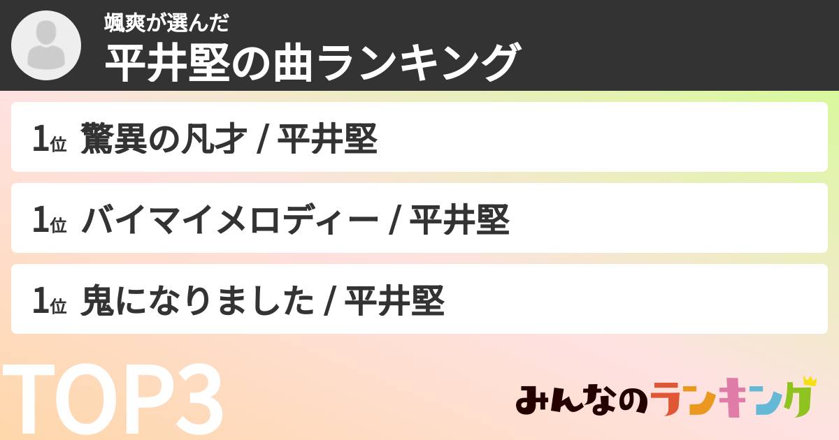 颯爽さんの「平井堅の曲ランキング」