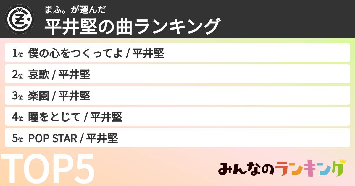 まふ。さんの「平井堅の曲ランキング」