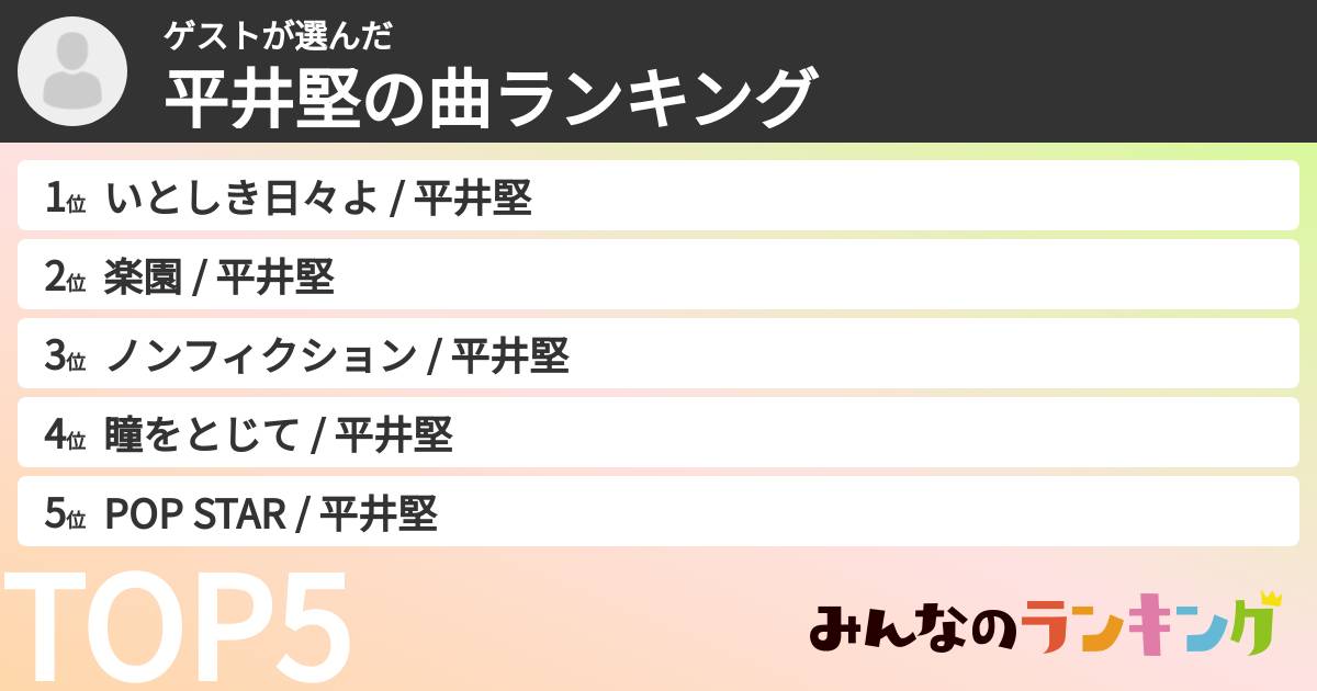 ゲストさんの「平井堅の曲ランキング」