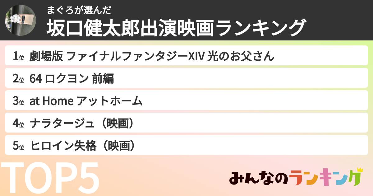 まぐろさんの「坂口健太郎出演映画ランキング」